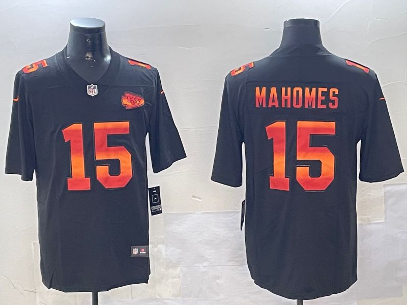 Men Kansas City Chiefs 15 Mahomes Black 2024 Nike Limited NFL Jersey style 0108